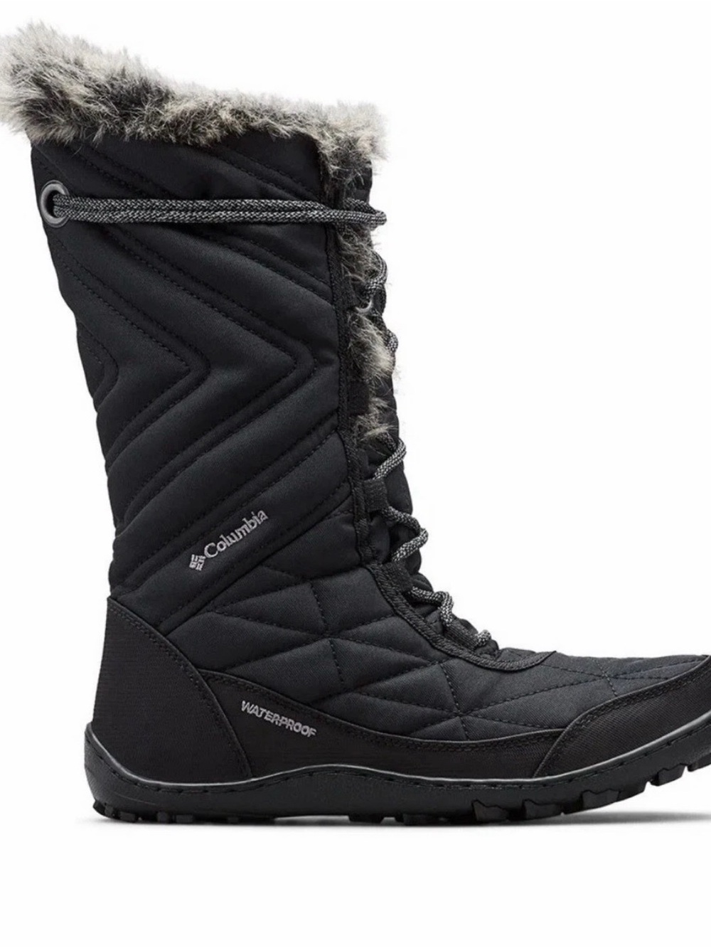 Columbia Tall Black Waterproof Winter Boots with Faux Fur Trim
